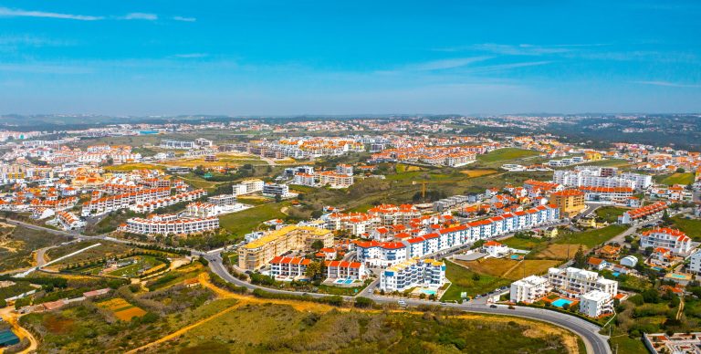 Aerial view - Beautiful European touristic town Ericeira, Portugal